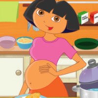 Pregnant Dora cooking crispy wings